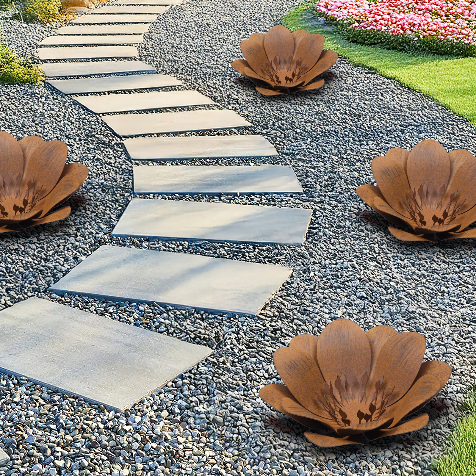 Rusty Rusted Metal Garden Art Flower Decoration Yard Sculpture